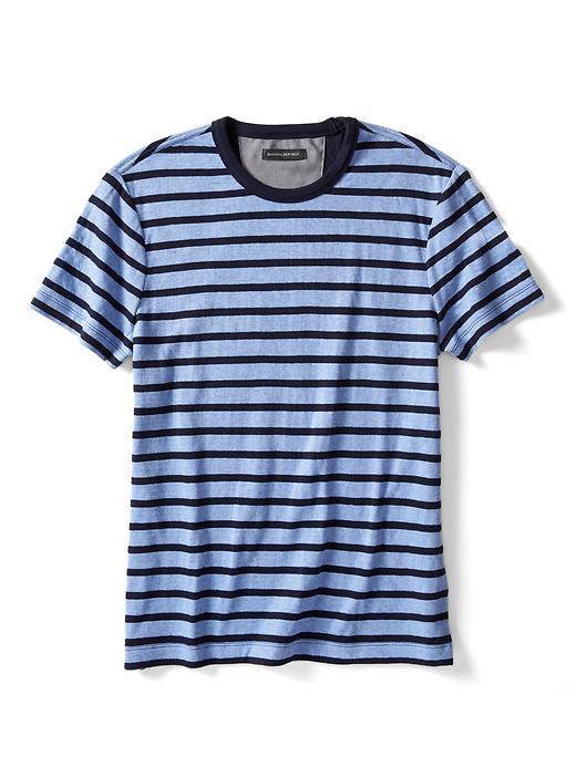 Banana Republic Mens Midweight Stripe Tee - Blue Dusk
