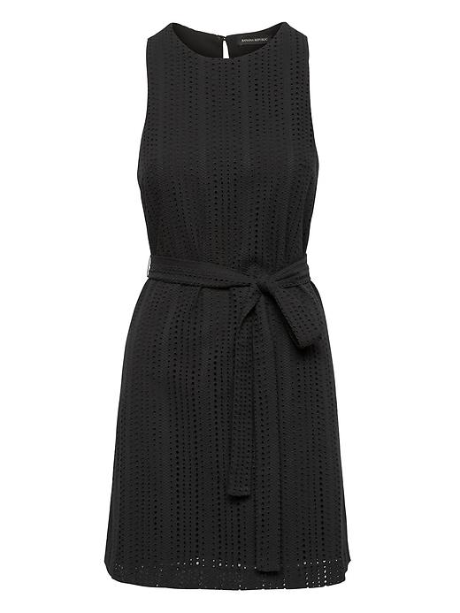Banana Republic Womens Eyelet Shift Dress With Tie At Waist Black Size 10