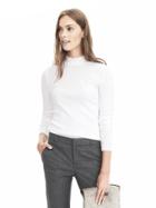 Banana Republic Womens Long Sleeve Ribbed Mock Neck Top Size L - White