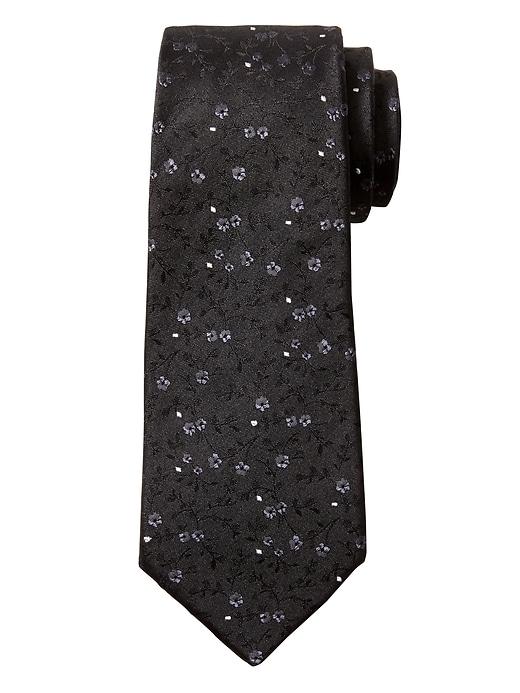 Banana Republic Mens Micro Floral Nanotex Tie Black Size One Size