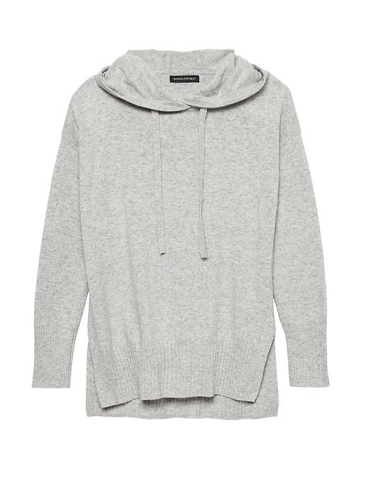 Banana Republic Womens Italian Merino-blend Sweater Hoodie Light Gray Size Xl