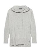 Banana Republic Womens Italian Merino-blend Sweater Hoodie Light Gray Size Xl