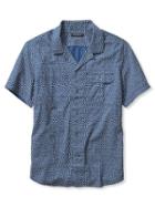 Banana Republic Mens Camden Fit Blue Print Short Sleeve Shirt Size L Tall - Mythic Blue