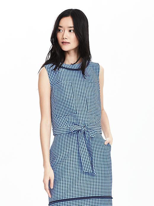 Banana Republic Womens Timo Weiland Collection Gingham Tie Front Top Size 2 - Blue