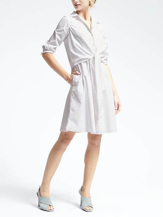 Banana Republic Womens White Tie Waist Shirtdress - White