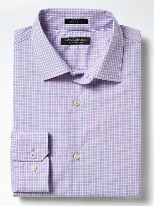 Banana Republic Mens Grant Fit Supima Cotton Gingham Shirt - Orchid