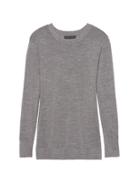 Banana Republic Womens Washable Merino Wool Crew-neck Sweater Heather Gray Size Xs