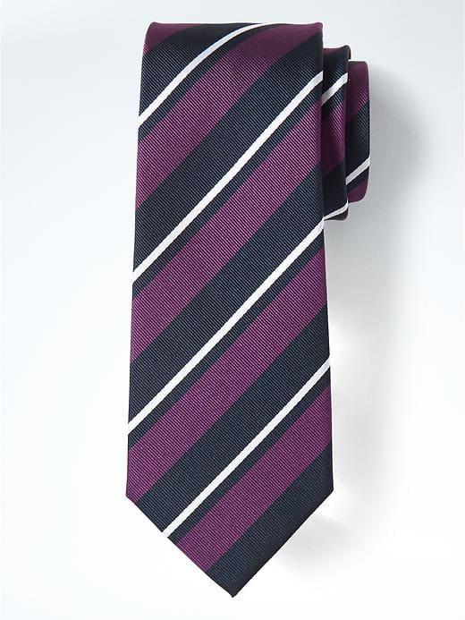 Banana Republic Mens Classic Stripe Silk Nanotex Tie - Dried Morello