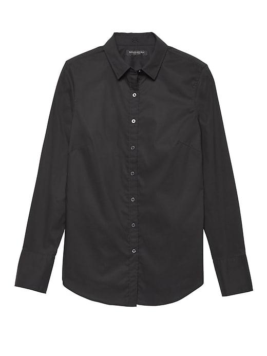 Banana Republic Womens Riley Tailored-fit Super-stretch Shirt Black Size 14