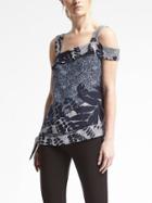 Banana Republic Womens Easy Care Print Asymmetrical Top - Navy Star