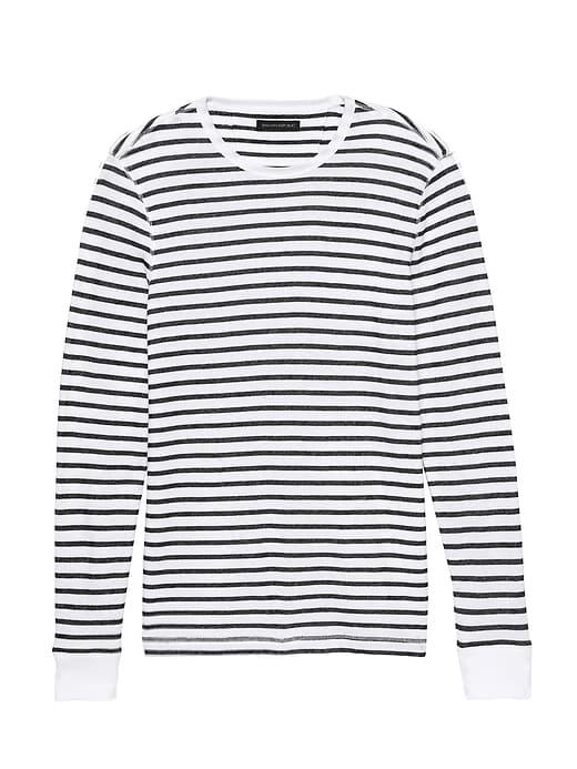 Banana Republic Mens French Terry Stripe Sweatshirt Optic White Size Xs