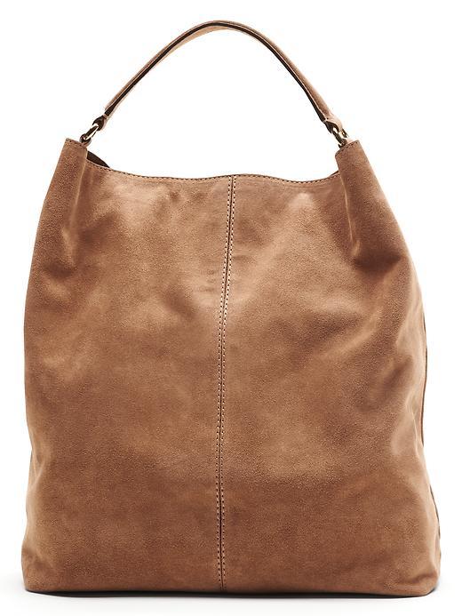 Banana Republic Womens Brown Italian Suede Hobo Size One Size - Biscotti