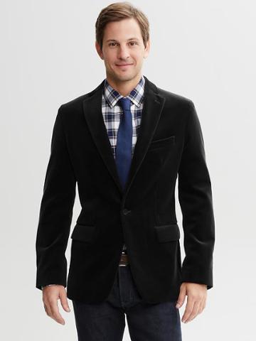 Banana Republic Tailored Velvet One Button Blazer