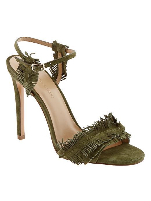 Banana Republic Bryn Feather Fringe Heeled Sandal Size 10 - Neutral