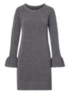 Banana Republic Womens Petite Ruffle-cuff Wool Blend Sweater Dress Heather Gray Size M