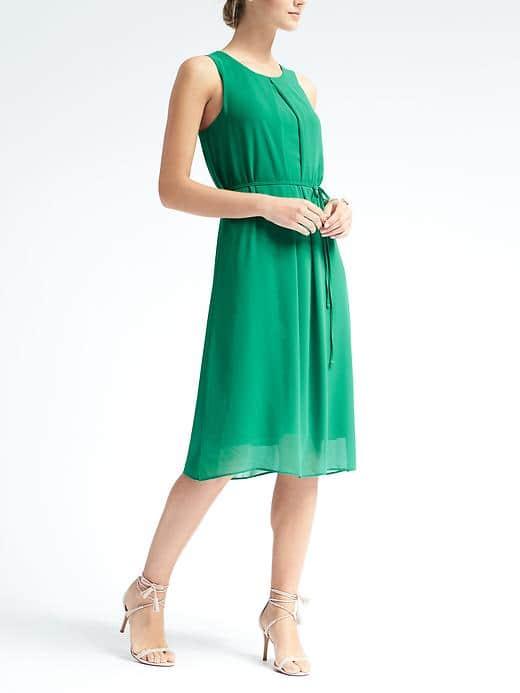 Banana Republic Womens Knit Overlay Dress - Green
