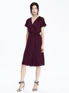 Banana Republic Womens Pleated Wrap Dress Size L Tall - Secret Plum