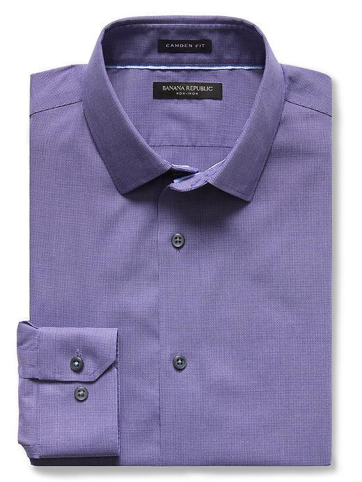 Banana Republic Mens Camden Fit Violet Textured Non Iron Shirt Size L Tall - Violet Royal