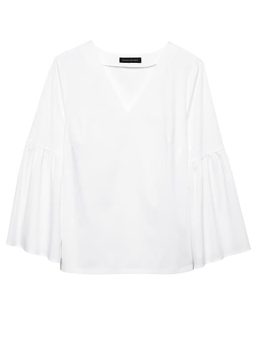 Banana Republic Womens Super-stretch Bell-sleeve Top White Size Xs