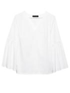 Banana Republic Womens Super-stretch Bell-sleeve Top White Size Xs