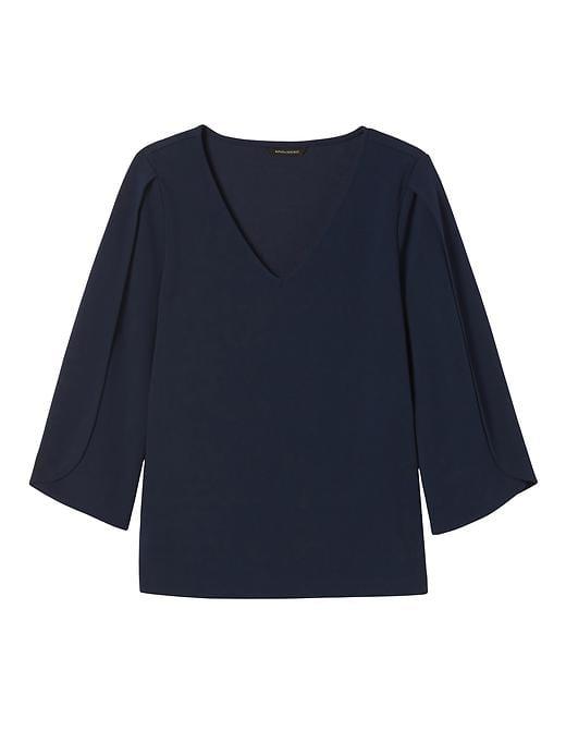 Banana Republic Womens Tulip Sleeve Top - Navy