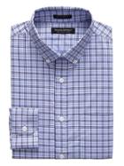 Banana Republic Mens New Slim-fit Tech-stretch Cotton Tartan Plaid Shirt Blue Murano Size M