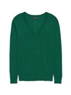 Banana Republic Womens Machine-washable Merino Boyfriend V-neck Sweater Jade Size S