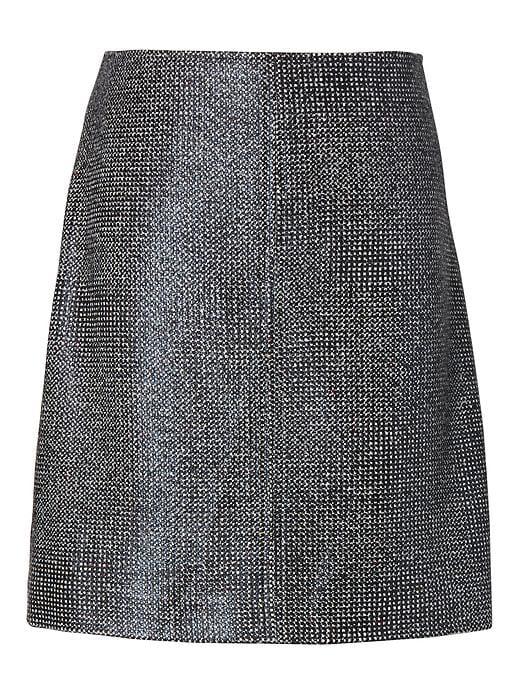 Banana Republic Womens Coated Tweed Mini Skirt Black Tweed Size 12
