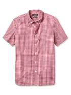 Banana Republic Short Sleeve Check Custom 078 Wash Shirt Size L Tall - Holly Berry