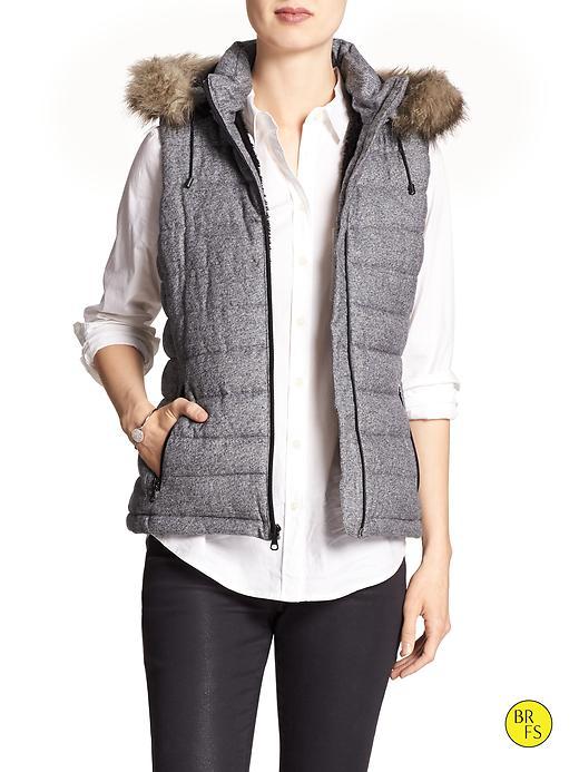 Banana Republic Factory Marled Puffer Vest Size L - Gray