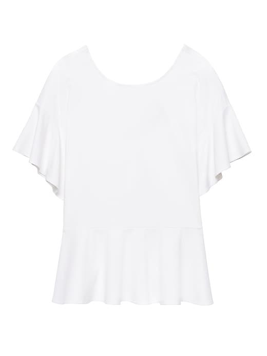 Banana Republic Womens Lace-up Back Ponte Couture Tee White Size M