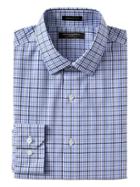Banana Republic Mens Grant Slim-fit Non-iron Stretch Check Shirt Anchor Royal Size L