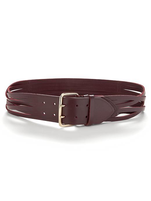 Banana Republic Wide Criss Cross Leather Belt Size L - Burgundy