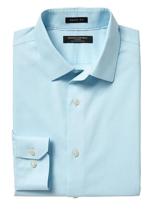 Banana Republic Mens Grant Slim Fit Non Iron Solid Shirt - Horizon Blue