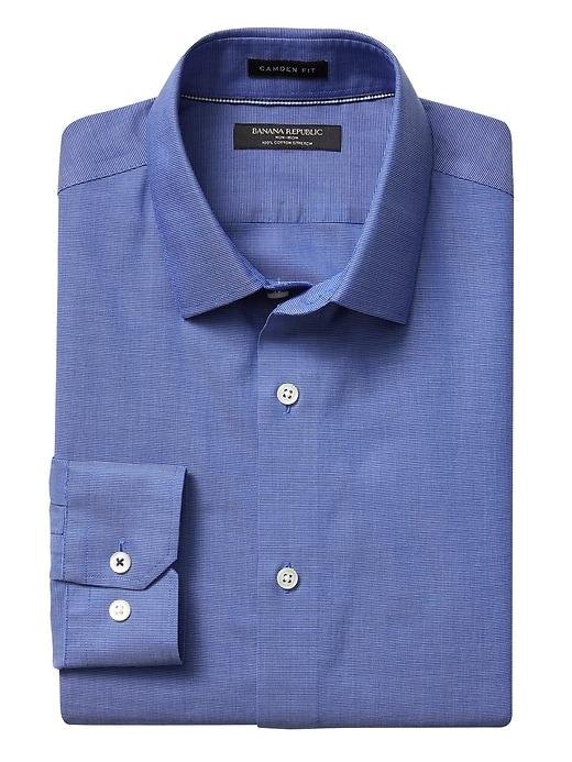 Banana Republic Mens Camden Standard-fit Non-iron Solid Shirt Blue Willow Size Xxs