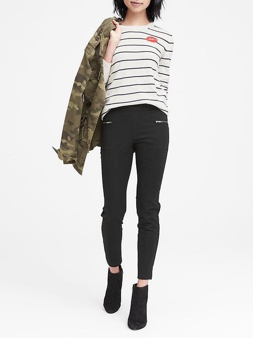 Banana Republic Womens Ponte Moto Legging Black Size S