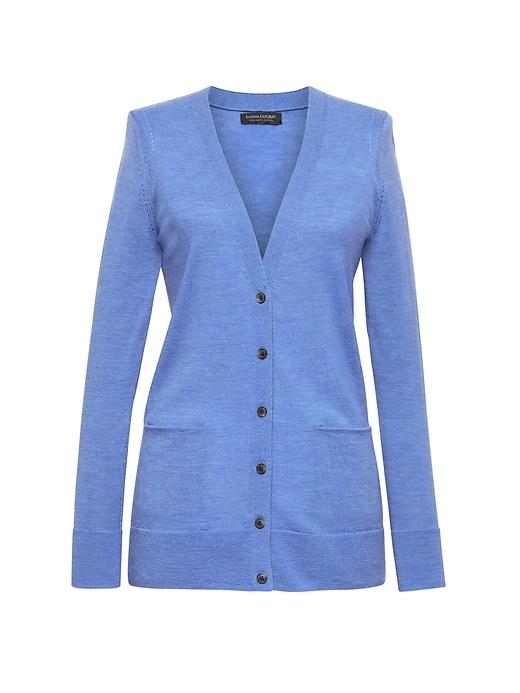 Banana Republic Womens Machine-washable Merino Boyfriend Cardigan Sweater Medium Blue Heather Size Xxl
