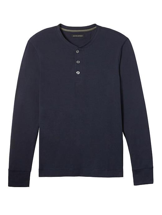 Banana Republic Mens Pima Modal Henley - Navy
