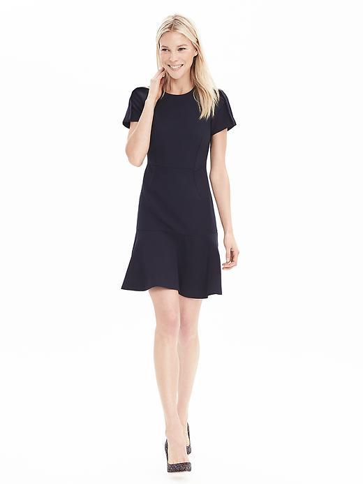 Banana Republic Womens Short Sleeve Flounce Dress Size 8 Petite - Preppy Navy