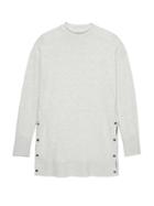 Banana Republic Womens Italian Merino Blend Snap-side Tunic Sweater Medium Heather Gray Size M