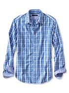 Banana Republic Mens Grant Fit Blue Check Custom 078 Wash Shirt Size L Tall - Blue