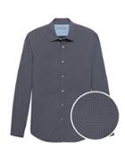 Banana Republic Mens Camden Standard-fit Luxe Poplin Dot Shirt Everblue Size L