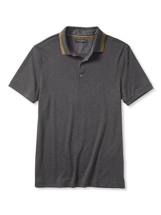 Banana Republic Mens Luxe Stripe Collar Polo Size Xs - Gray