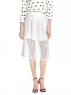 Banana Republic Womens White Geo Lace Skirt Size 0 Petite - White