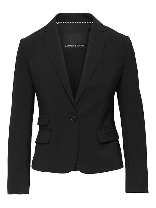 Banana Republic Womens Fitted Crop Machine-washable Italian Wool Blend Blazer Black Size 4