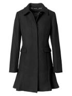 Banana Republic Womens Italian Melton Wool Blend Flounce-hem Coat Black Size 14