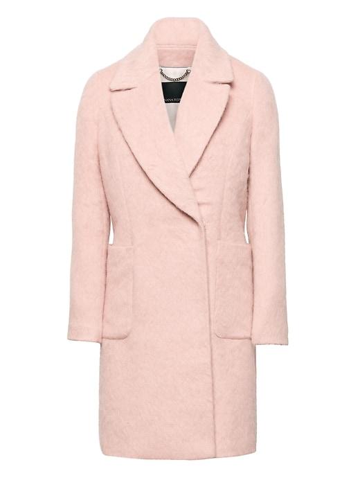 Banana Republic Womens Fuzzy Italian Wool Blend Car Coat Pink Bubbles Size Xs