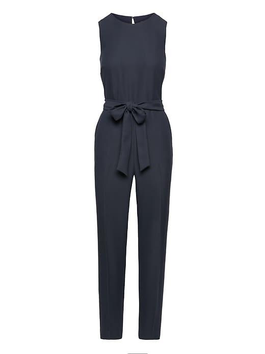Banana Republic Womens Belted Jumpsuit Navy Size 14