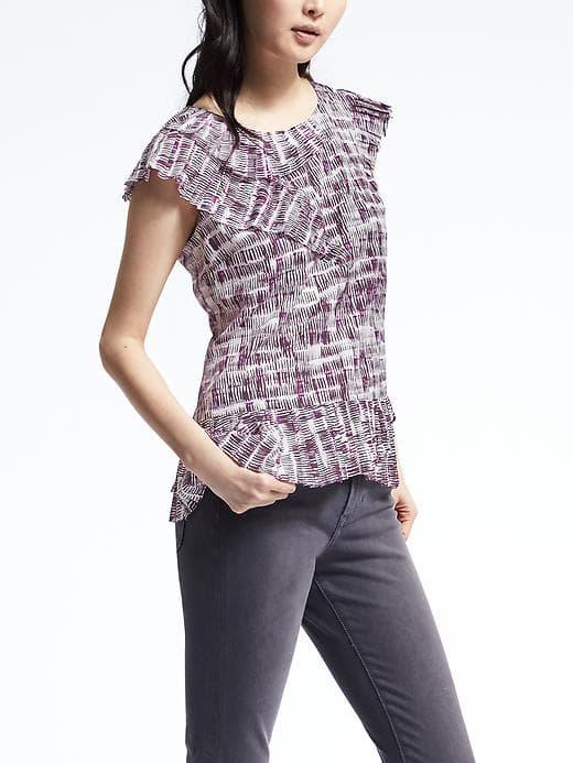 Banana Republic Womens Pleat Peplum Tank - Snow Day