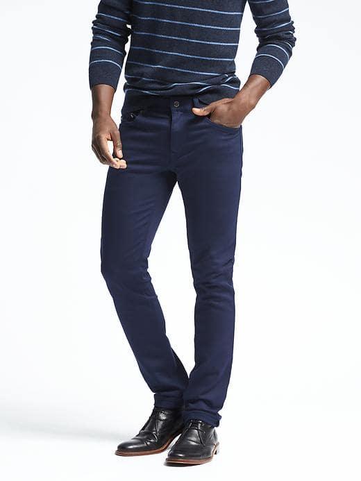 Banana Republic Mens Skinny Traveler Pant - Navy